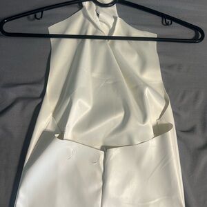 Elegant White Halter Top Dress